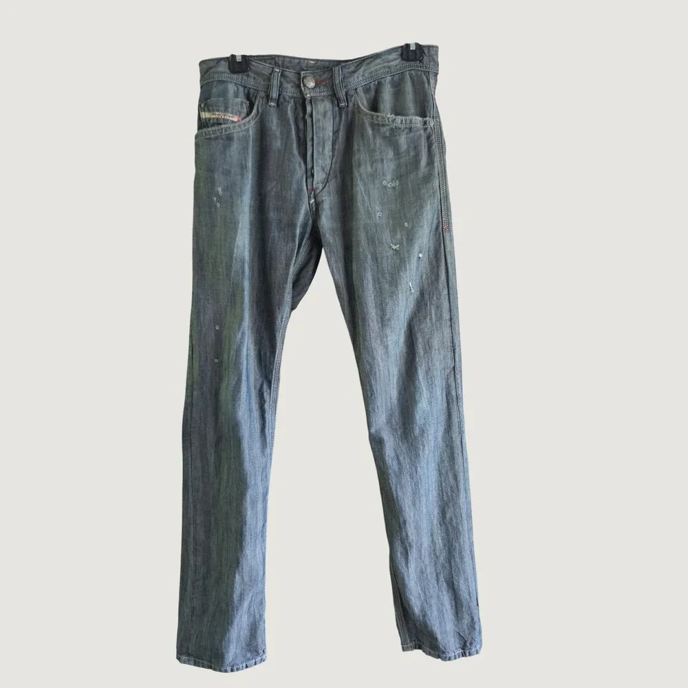 Diesel Braddom Regular Slim Carrot Jeans Wash 0660R Blue Herringbone Mens 27x30